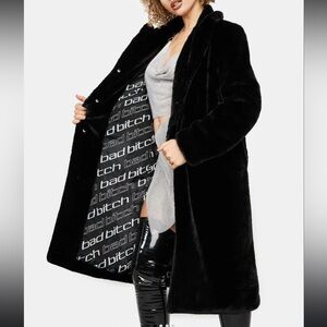 POSTER GIRL SPELL IT OUT FOR YOU FAUX FUR COAT